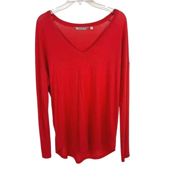 Athleta Women's Cloudlight Stratus Slub Modal Soft Top V-Neck Size M - Picture 1 of 4